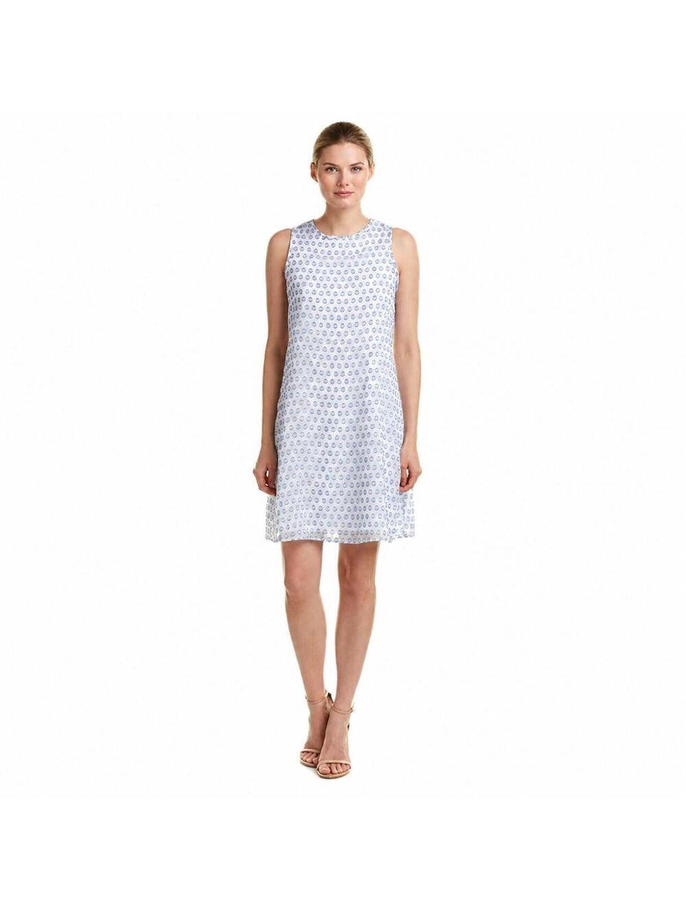 Nine West Women's White and Blue Work-dress